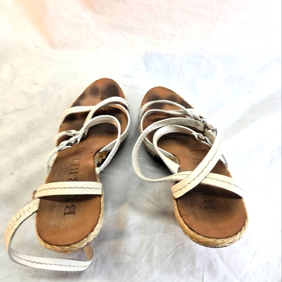 Burberry Women’s 37 Wedges Nova Check Hearts Platform Sandals Leather Straps - Picture 7 of 13